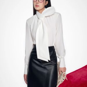 Ivory scarf collar shirt