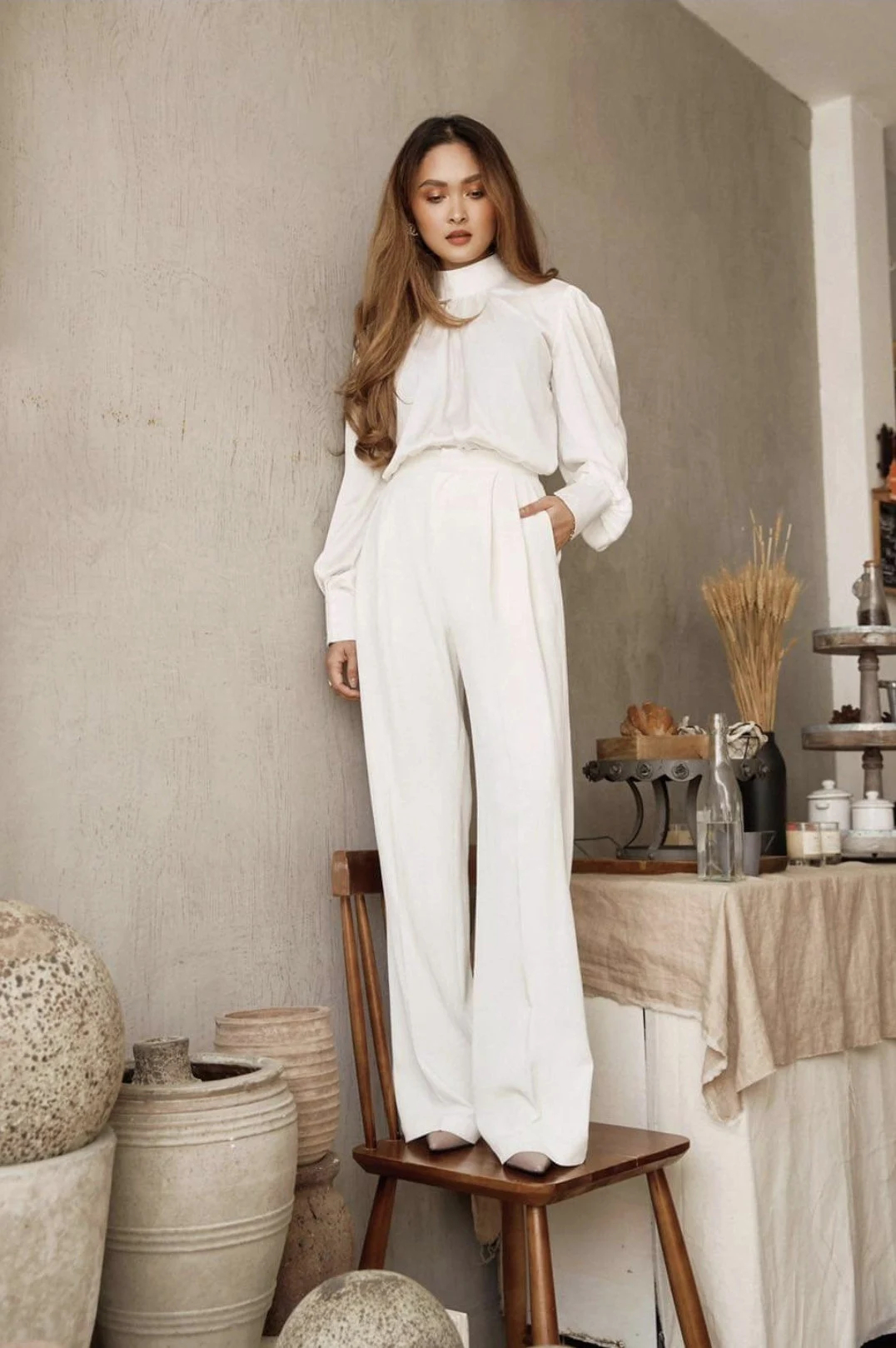 High-neck puff sleeve shirt - Image 4