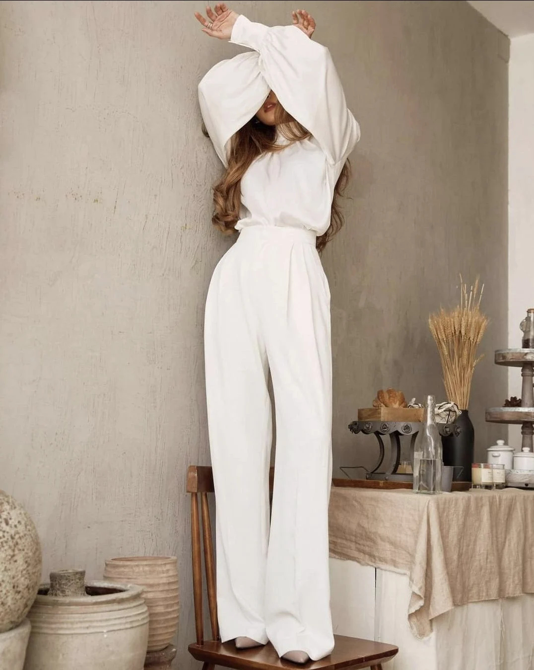 High-neck puff sleeve shirt - Image 2